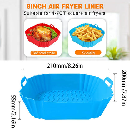 Silicone Air Fryer Liners Pot,Airfryer Basket Cooking Gadgets ,Reusable Baking Tray Non-Stick Pizza Pan Oven Kitchen Accessories