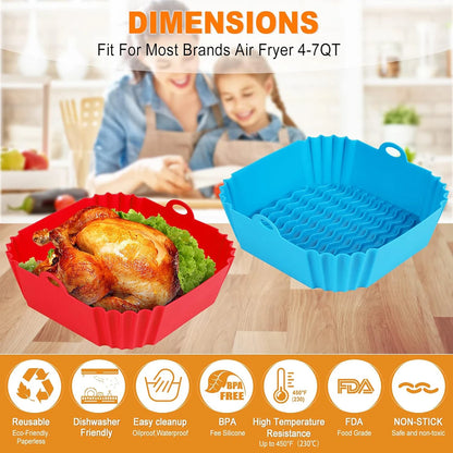 Silicone Air Fryer Liners Pot,Airfryer Basket Cooking Gadgets ,Reusable Baking Tray Non-Stick Pizza Pan Oven Kitchen Accessories