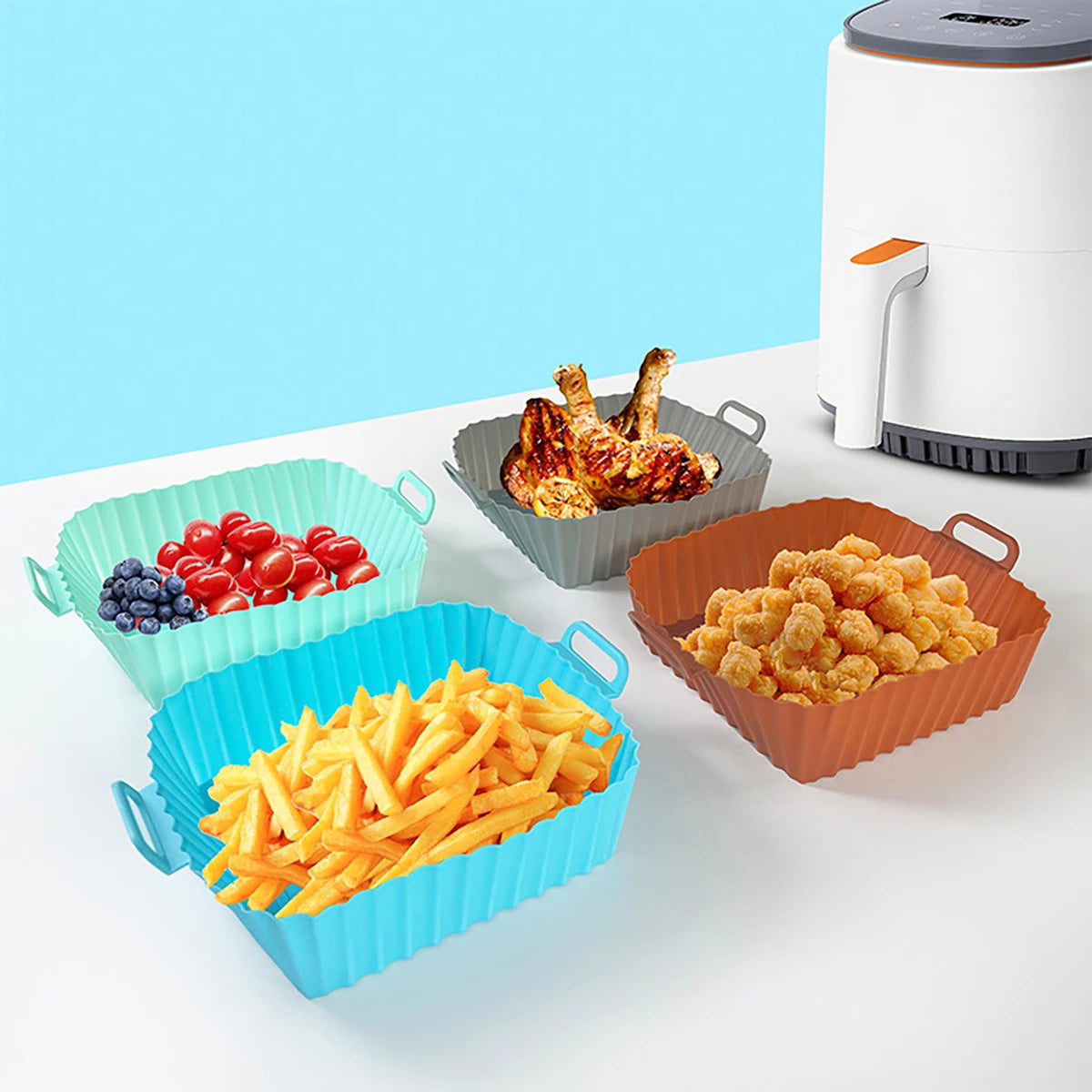 Silicone Air Fryer Liners Pot,Airfryer Basket Cooking Gadgets ,Reusable Baking Tray Non-Stick Pizza Pan Oven Kitchen Accessories