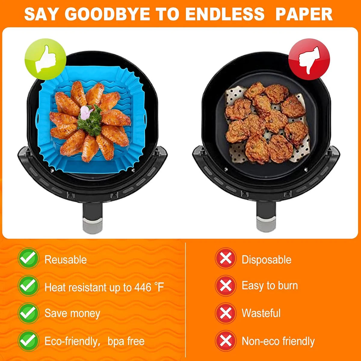 Silicone Air Fryer Liners Pot,Airfryer Basket Cooking Gadgets ,Reusable Baking Tray Non-Stick Pizza Pan Oven Kitchen Accessories
